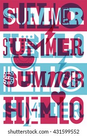 Hello Summer! Summer typographic retro poster design. Vector illustration.