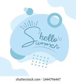Hello Summer typographical background with tropical plants illustration