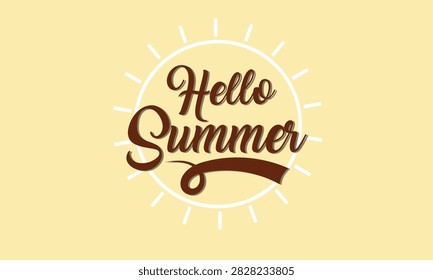 Hello Summer Typography Design – HStylish Seasonal Greeting for Summer Vacation, Beach Holiday, Travel, Tropical Adventure and Warm Weather Celebration. Summer banner design.