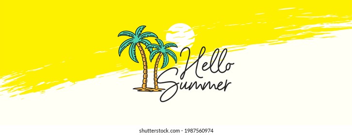 Hello Summer typography design. Special offer discount big sale web banner. Mobile Digital display promotion for social media or website