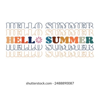 Hello summer typography retro t-shirt design