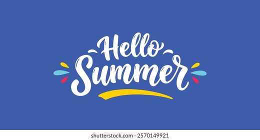 hello summer typography Summer season lettering set. Vector illustration. Hand drawn design elements.