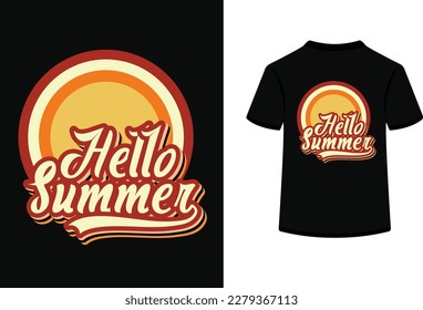 Hello summer typography t shirt design.