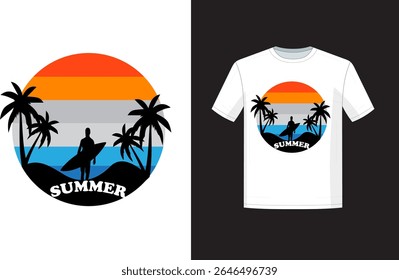 Hello Summer Typography T-shirt Artwork