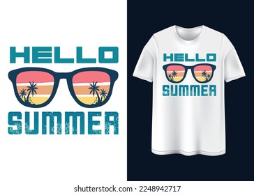 Hello Summer Typography T-shirt design