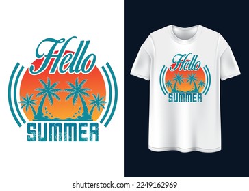 Hello Summer Typography T-shirt design