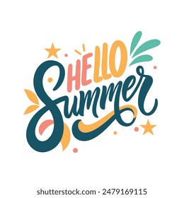 Hello Summer Typography T-Shirt Design: Trendy and Stylish Seasonal Apparel for a Fun Summer Look