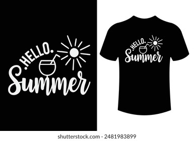 Hello summer typography T-shirt design Vector illustration