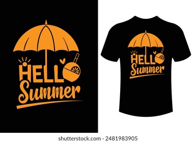 Hello summer typography T-shirt design Vector illustration
