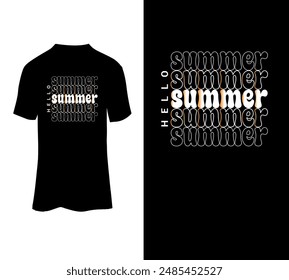 Hello summer typography t-shirt design template for sale.
