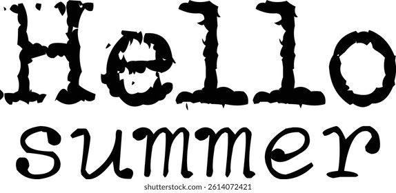 Hello Summer Typography T-shirt Design, Beach T-shirt Design, summer retro boho design, Vintage Distressed, vector file, silhouette file, typewriter