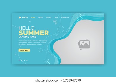 Hello summer vacation background abstract landing page design template Premium Vector