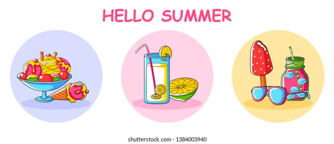 Hello Summer vacation background with holiday and travel theme  in vector