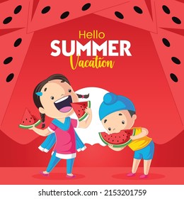 Hello summer vacation banner design template.