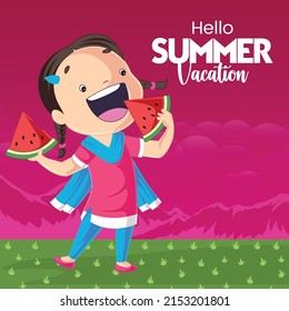 Hello summer vacation banner design template.