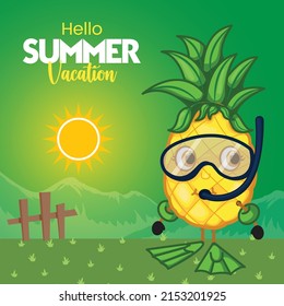Hello summer vacation banner design template. 
