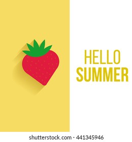 hello summer vacation, flat vector in white and yellow color backdrop