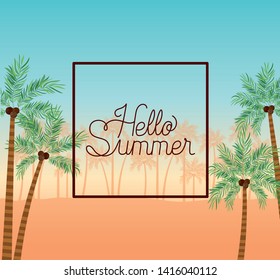 Hello summer and vacation frame design