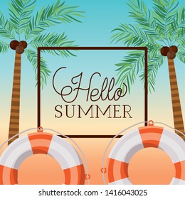 Hello summer and vacation frame design