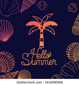 Hello summer and vacation silhouette design