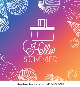 Hello summer and vacation silhouette design