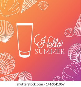 Hello summer and vacation silhouette design