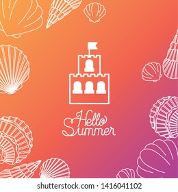 Hello summer and vacation silhouette design