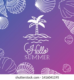Hello summer and vacation silhouette design