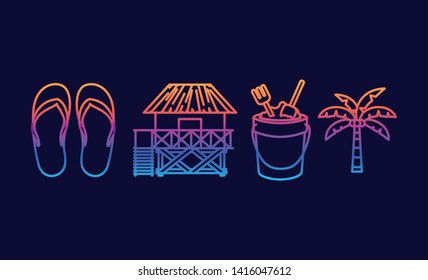 Hello summer and vacation silhouette design