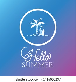 Hello summer and vacation silhouette design