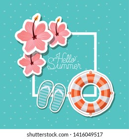 Hello summer and vacation stickers design