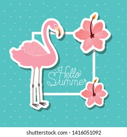 Hello summer and vacation stickers design