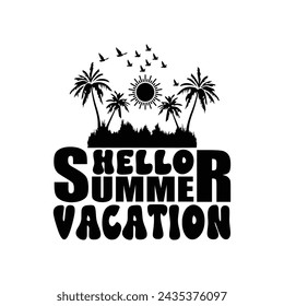 Hola verano vacaciones camiseta diseño negro design.eps
