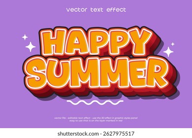 Hello summer vector 3d text style effect