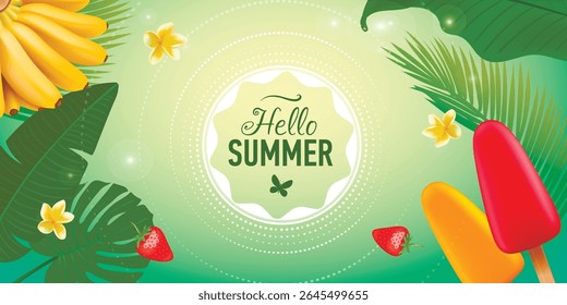 Hello Summer Vector Background Template Design