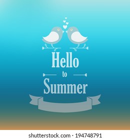 Hello summer vector background with text design