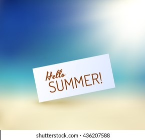 Hello summer vector background with text bubble. Vector EPS10.