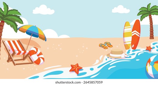 Hello Summer Vector Banner Background Template Design