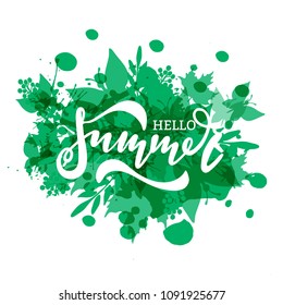 Hello summer vector banner design.