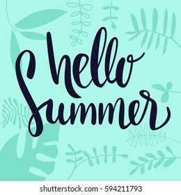 Hello summer vector banner design.  Vector illustration