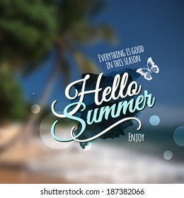 "Hello Summer" Vector blurred background.