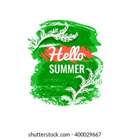 Hello Summer. Vector bright floral postcard EPS10