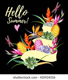 Hello summer vector card