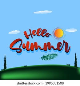 Hello summer  vector concept design. Hello summer text.Vector illustration