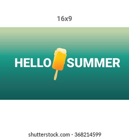 Hello summer vector creative concept background. Ice cream melts.