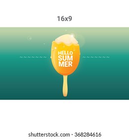 Hello summer vector creative concept background. Ice cream melts.