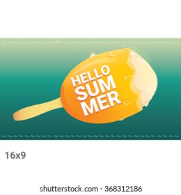 Hello summer vector creative concept background. Ice cream melts.