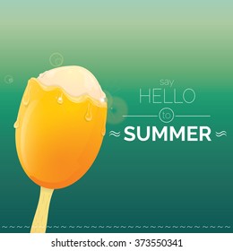 Hello summer vector creative concept background. Ice cream melts.