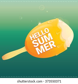Hello summer vector creative concept background. Ice cream melts.