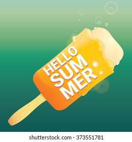 Hello summer vector creative concept background. Ice cream melts.